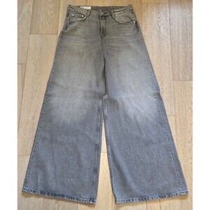 Zara Wide Leg Jeans Gray Size 4 High Rise Full Length 30x34 Baggy Relaxed Y2K